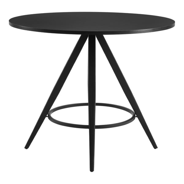 HomeRoots 37" Black Round Dining Table – Modern Wood & Steel Design for Stylish Dining, Entertaining & Workspaces 557693