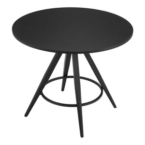 HomeRoots 37" Black Round Dining Table – Modern Wood & Steel Design for Stylish Dining, Entertaining & Workspaces 557693
