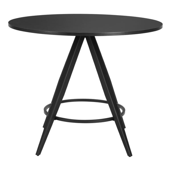 HomeRoots 37" Black Round Dining Table – Modern Wood & Steel Design for Stylish Dining, Entertaining & Workspaces 557693