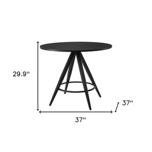 HomeRoots 37" Black Round Dining Table – Modern Wood & Steel Design for Stylish Dining, Entertaining & Workspaces 557693
