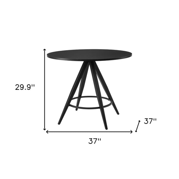 HomeRoots 37" Black Round Dining Table – Modern Wood & Steel Design for Stylish Dining, Entertaining & Workspaces 557693