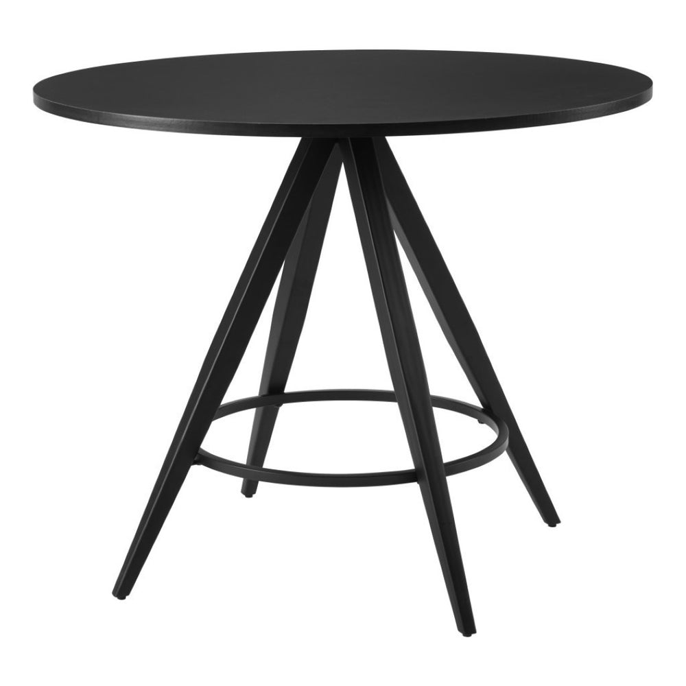 HomeRoots 37" Black Round Dining Table – Modern Wood & Steel Design for Stylish Dining, Entertaining & Workspaces 557693