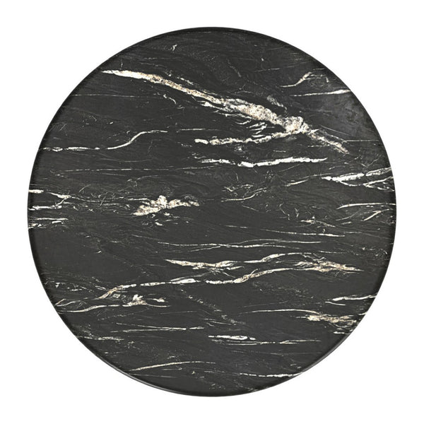HomeRoots 50" Black Faux Marble Dining Table with Sturdy Steel Base - Modern Round Design for 4 People 557694