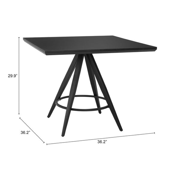 HomeRoots 37" Black Wood and Steel Square Dining Table - Modern, Durable Design for Compact Spaces & Gatherings 557695