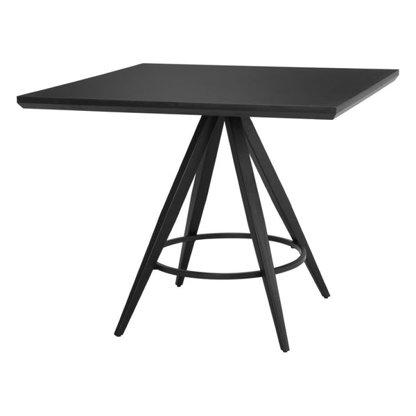 HomeRoots 37" Black Wood and Steel Square Dining Table - Modern, Durable Design for Compact Spaces & Gatherings 557695
