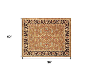 Homeroots 5' X 8' Brown Oriental Hand Tufted Non Skid Area Rug  Wool 557699
