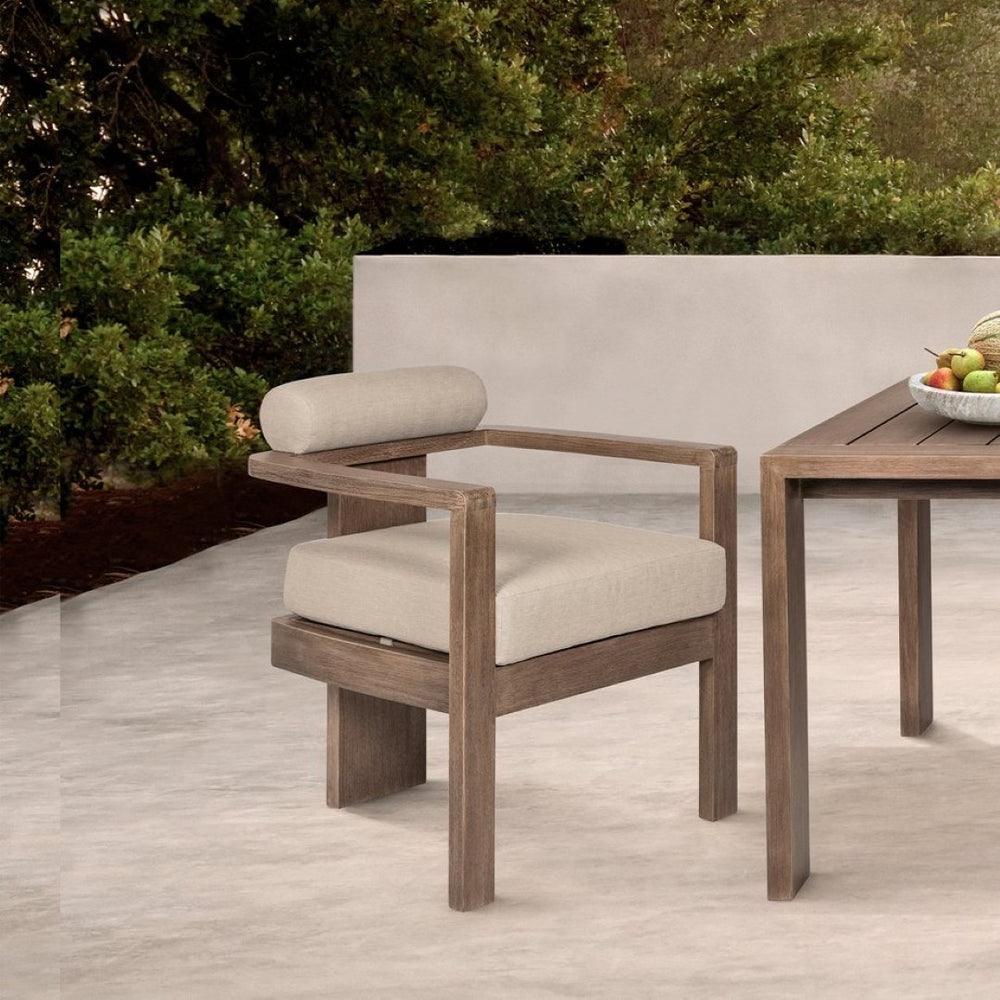 English Elm Relic Outdoor Eucalyptus Dining Chair with Taupe Olefin Cushions Patio Seating B2736P464821
