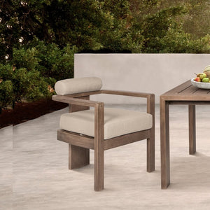 English Elm Relic Outdoor Eucalyptus Dining Chair with Taupe Olefin Cushions Patio Seating B2736P464821