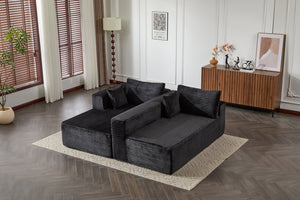 English Elm Compression Modular Sectional Couch With Soft Chaise, Versatile L-Shape Sofa For Cozy Living Spaces W3723S00001