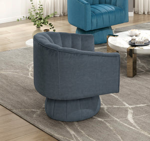 English Elm Dark Gray Velvet Swivel Barrel Chair with Channel Stitching, 360° Comfort, High-Density Foam, 300lb Capacity B011P329258