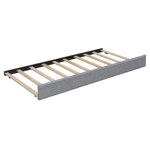 English Elm Queen Linen Upholstered Platform Bed with Storage Drawers, Trundle, Flip-Up Headboard & Lights Gray SF000187AAE