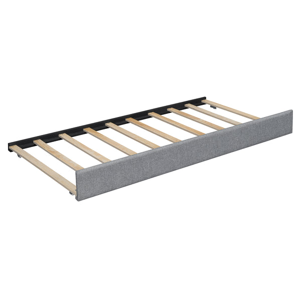 English Elm Queen Linen Upholstered Platform Bed with Storage Drawers, Trundle, Flip-Up Headboard & Lights Gray SF000187AAE