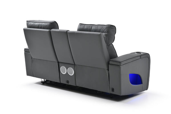 English Elm Lumin Power Reclining Loveseat with Led Lighting Bluetooth Speakers and Usb Ports Gray B078P497927