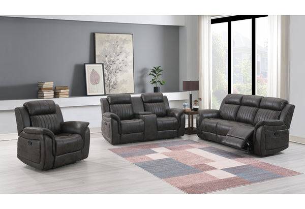 English Elm STEBAN Upholstered Living Room Set in Charcoal Fabric, Transitional Design, Durable Polyester Finish Grey 3 Piece B201S00350