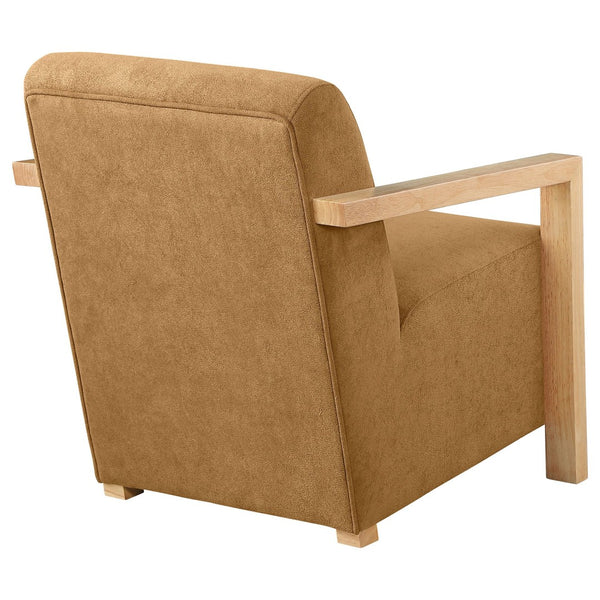 English Elm Landis Grey Fabric Accent Chair with Natural Wood Arms for Modern Living Spaces B062P441109