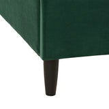 English Elm Aspen Vertical Tufted Modern Headboard Platform Bed Set, Queen, Evergreen Velvet