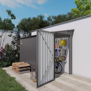English Elm 4x9 Ft Galvanized Steel Lean-to Outdoor Storage Shed with Vented Sloped Roof and Windows W3213P417563