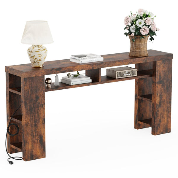 English Elm Xgz-stdcj-fugu-zbb Entryway Console with Five Shelves and Built-in Charging Outlets W1550P330057