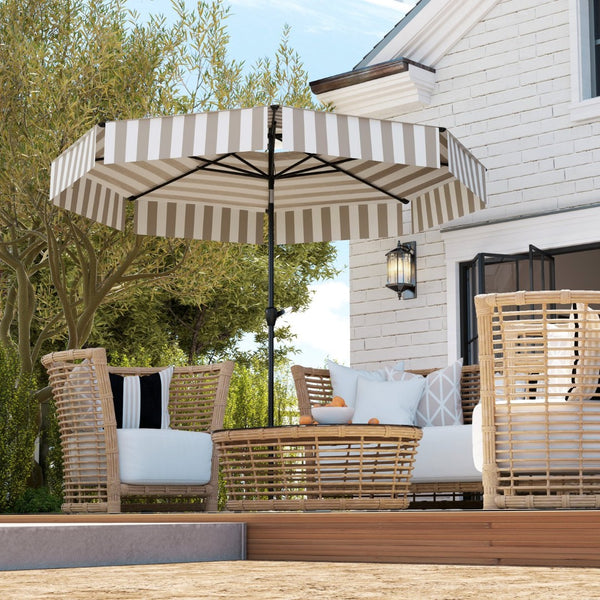 English Elm Outsunny 8.6 Ft Vented Patio Market Umbrella with Crank Tilt and Upf 30 Protection W2225P485589
