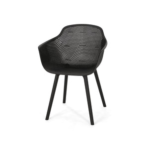 English Elm Christopher Knight Home® - LOTUS modern outdoor dining chair with weather-resistant polypropylene, perforated diamond pattern comfort and stability Black 23.5 L x 23.5 W x 22.5 H 69068.00BLK