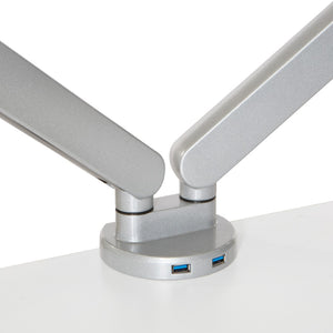 OSP Home Furnishings Double Monitor Arm Dual Setup with Gas Spring Articulation and Integrated Cable Management Silver A2MAD1730-SV
