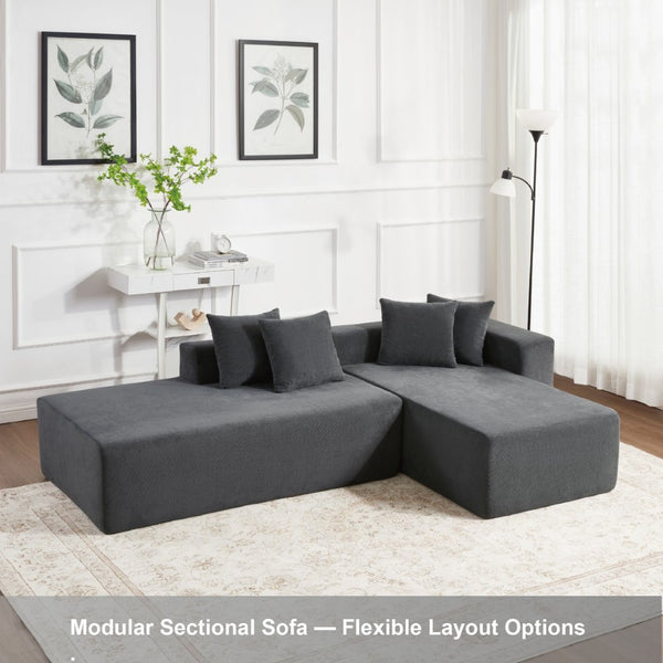 English Elm 101-inch Corduroy L-shaped Sectional Sofa Deep Seat Modular Lounge for Living Room W3480S00003