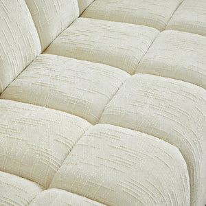 English Elm Chenille Cloud Sofa Quilted Checkered Seat Pure Foam Deep Cushion Contemporary Living Room Beige W834S00638