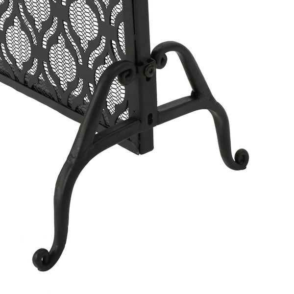 English Elm Christopher Knight Home® - FIRE Iron Single Panel Elmer Fireplace Screen — Durable Decorative Hearth Shield Protects Home Interiors Black 61130.00BLK