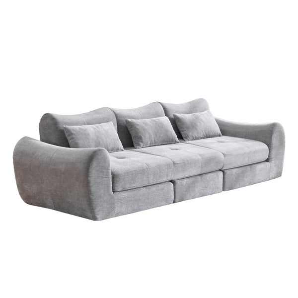 English Elm Modular Cloud Sectional Sofa Bed with Flannelette Upholstery for Flexible Living Grey W1829S00076