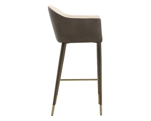 Sunpan KYLIN Barrel-Back Barstool in Dillon Cream & Bravo Ash – Stylish, Comfortable Seating for Any Space 112245