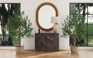 Basset Mirror Reverie Accent Cabinet - Contemporary Mango Wood Storage With Unique Carvings For Timeless Style Brown Wood 5581-lr-508