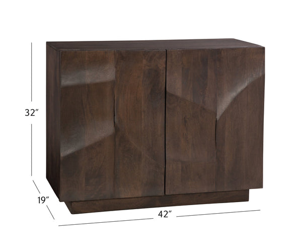Basset Mirror Reverie Accent Cabinet - Contemporary Mango Wood Storage With Unique Carvings For Timeless Style Brown Wood 5581-lr-508