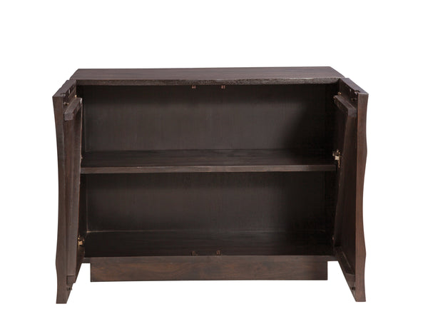 Basset Mirror Reverie Accent Cabinet - Contemporary Mango Wood Storage With Unique Carvings For Timeless Style Brown Wood 5581-lr-508