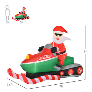 English Elm Homcom 7Ft Inflatable Santa Claus On Snowmobile - Led Lighted Outdoor Christmas Decor For Yards W2225P249955