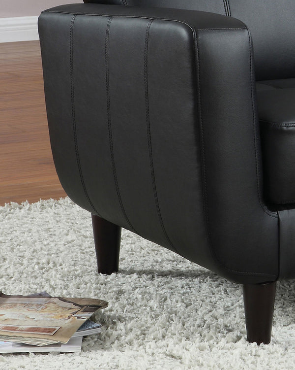 English Elm 1pc Mid-century Modern Accent Armchair with Curved Wood Frame, Soft Upholstery, Splayed Legs for Cozy Spaces Black 37.5 L x 33.25 W x 20.75 H B011P308572