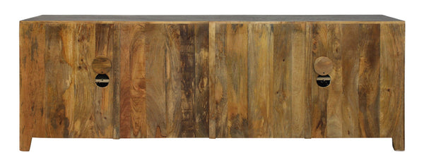 Homeroots 86" Dark Gray Carved Floral Distressed Solid Wood Tv Stand With Enclosed Storage & Cable Management  Solid Wood 558159