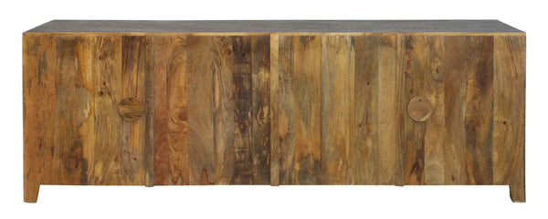 Homeroots 86" Dark Gray Carved Floral Distressed Solid Wood Tv Stand With Enclosed Storage & Cable Management  Solid Wood 558159