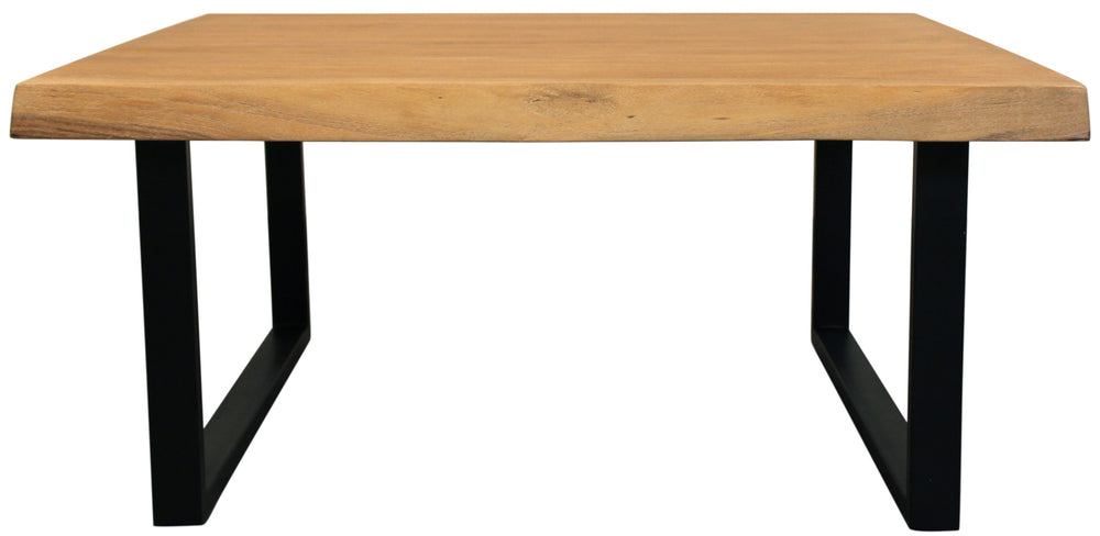 Homeroots 39" Natural And Black Solid Wood And Iron Square Distressed Coffee Table   558160
