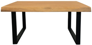 HomeRoots 39" Rustic Square Distressed Coffee Table with Solid Wood Top & Black Iron Base for Modern Spaces 558160
