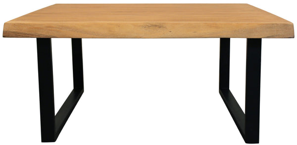HomeRoots 39" Rustic Square Distressed Coffee Table with Solid Wood Top & Black Iron Base for Modern Spaces 558160