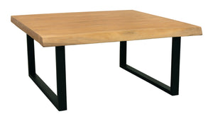 HomeRoots 39" Rustic Square Distressed Coffee Table with Solid Wood Top & Black Iron Base for Modern Spaces 558160