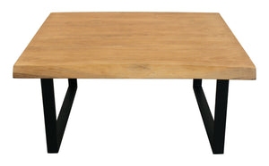 HomeRoots 39" Rustic Square Distressed Coffee Table with Solid Wood Top & Black Iron Base for Modern Spaces 558160