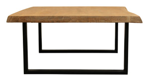 HomeRoots 39" Rustic Square Distressed Coffee Table with Solid Wood Top & Black Iron Base for Modern Spaces 558160