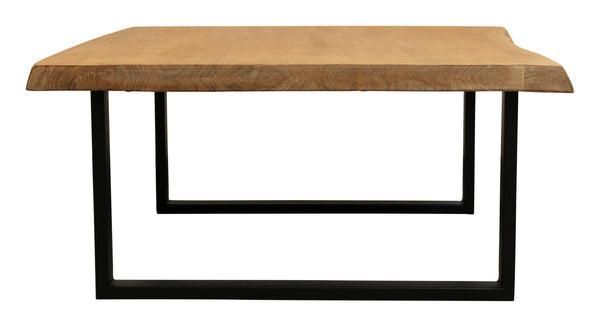 HomeRoots 39" Rustic Square Distressed Coffee Table with Solid Wood Top & Black Iron Base for Modern Spaces 558160