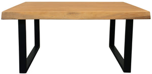 HomeRoots 39" Rustic Square Distressed Coffee Table with Solid Wood Top & Black Iron Base for Modern Spaces 558160