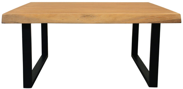 HomeRoots 39" Rustic Square Distressed Coffee Table with Solid Wood Top & Black Iron Base for Modern Spaces 558160
