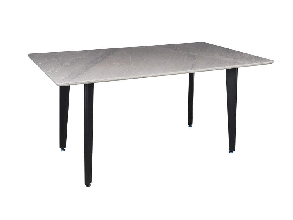 HomeRoots 63" Gray Stone and Metal Dining Table - Modern Centerpiece Seats 6, Durable Design for Dining Rooms 558161