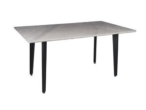 HomeRoots 63" Gray Stone and Metal Dining Table - Modern Centerpiece Seats 6, Durable Design for Dining Rooms 558161