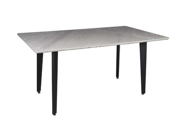 HomeRoots 63" Gray Stone and Metal Dining Table - Modern Centerpiece Seats 6, Durable Design for Dining Rooms 558161