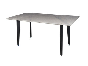 HomeRoots 63" Gray Stone and Metal Dining Table - Modern Centerpiece Seats 6, Durable Design for Dining Rooms 558161